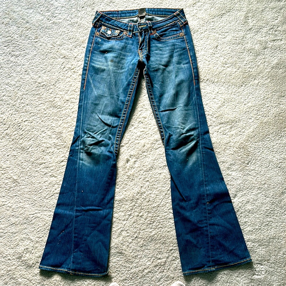 Classic low rise flare True Religion jeans.